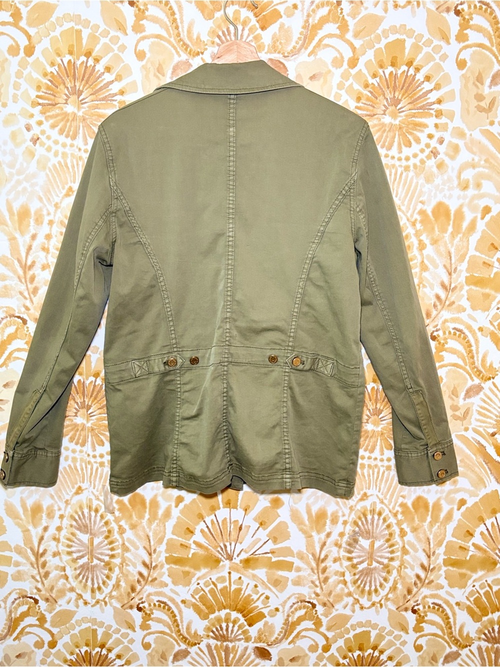 White House Black Market Olive Green Studded Utility Jacket | Military Style - Picture 6 of 14